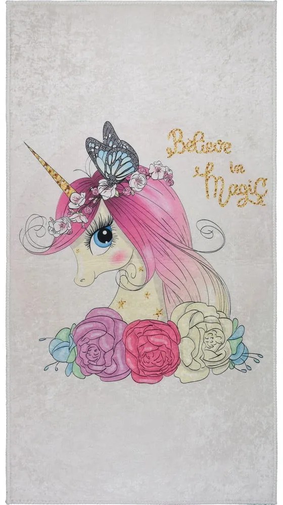 Dywan dziecięcy odpowiedni do prania w kolorze kości słoniowej 80x120 cm Cute Unicorn – Vitaus