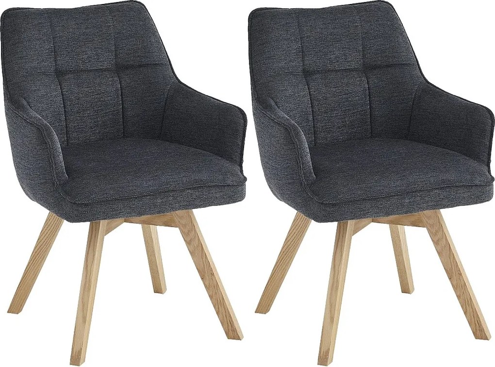 Krzesła do jadalni zestaw 2 szt. - tkanina i metal - antracyt - VINAL