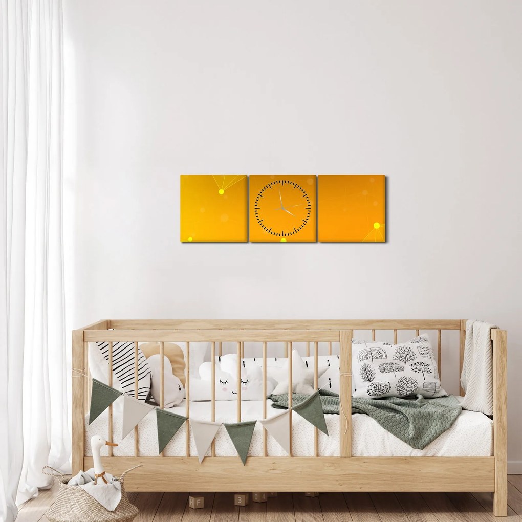 Abstrakcyjny żółty obraz (z zegarem) (90x30 cm)