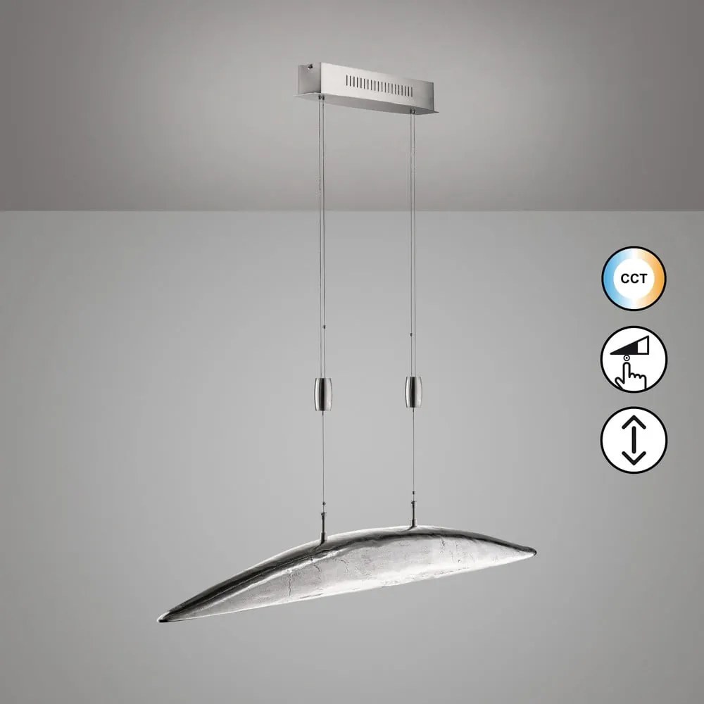 Metalowa lampa wisząca LED ze ściemniaczem w kolorze srebra Colmar – Fischer &amp; Honsel