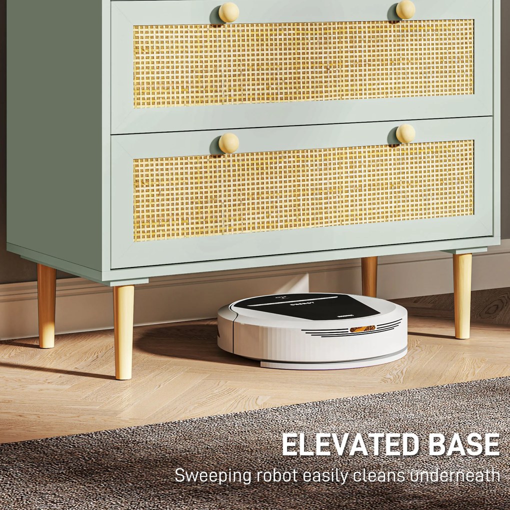 HOMCOM Komoda do sypialni z 3 szufladami, fronty rattanowe, do przedpokoju, pokój wejściowy, MDF, Jasnoniebieski