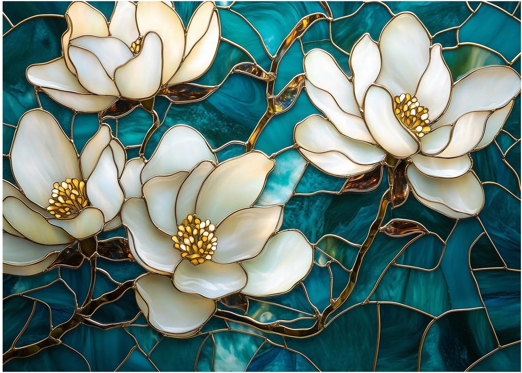 Obraz na szkle - Witraż z magnolią (70x50 cm)