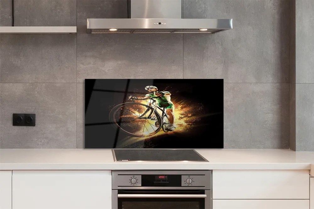 Panel szklany do Kuchni Rower na Czarnym Tle