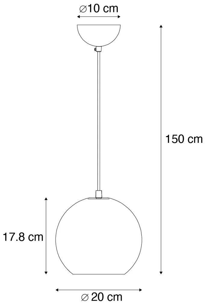 Nowoczesna lampa wisząca czarna z przydymionym szkłem - Clayton Nowoczesny Oswietlenie wewnetrzne