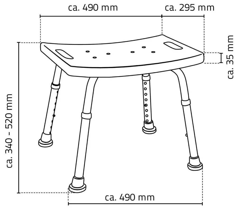 SAPHO A00601101 Taboret dla niepełnosprawnych,regulowana wysokość, biały