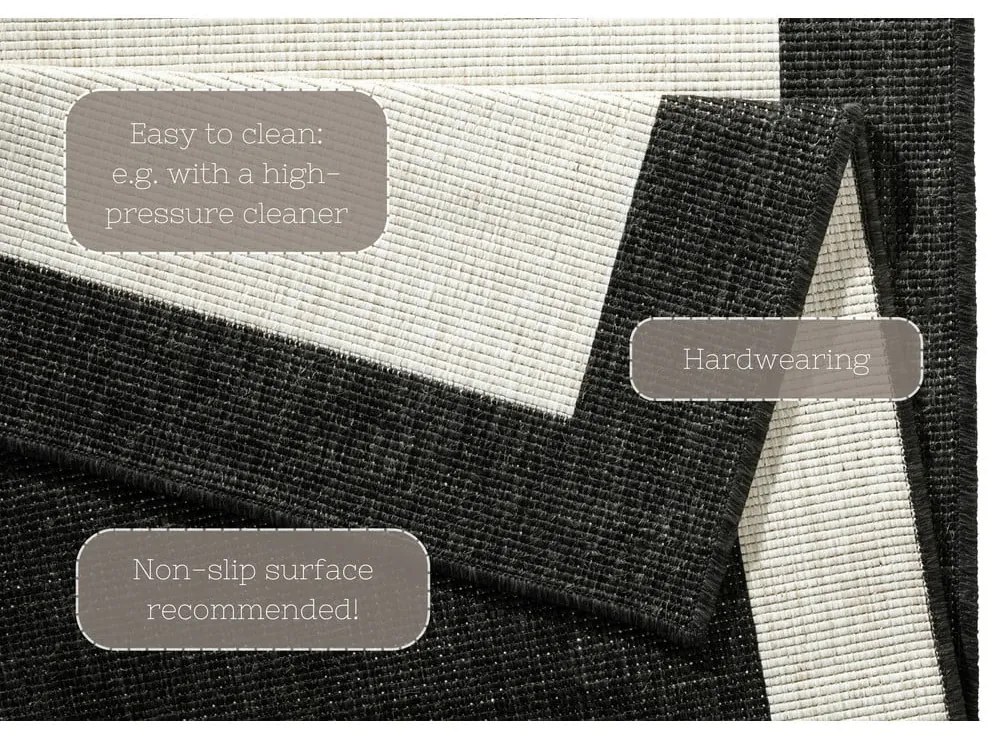 Czarno-kremowy chodnik dwustronny NORTHRUGS Panama, 80x350 cm