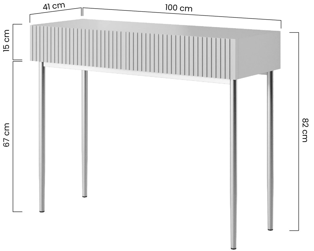 Biurko Nicole 100 cm z szufladami - biały mat / złote nóżki