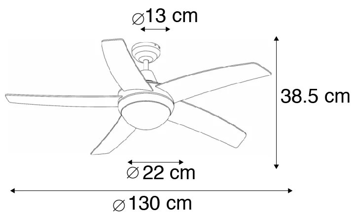 Wentylator sufitowy stalowy z czarnym nadrukiem drewna 132 cm z pilotem - Cool