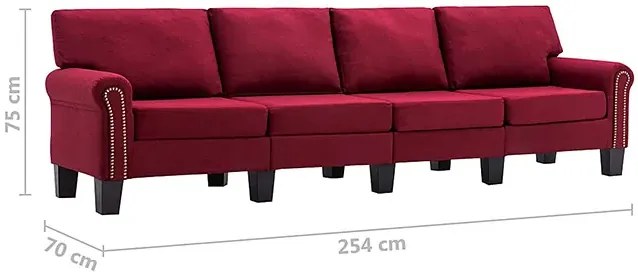 Czteroosobowa czerwona sofa Sofini