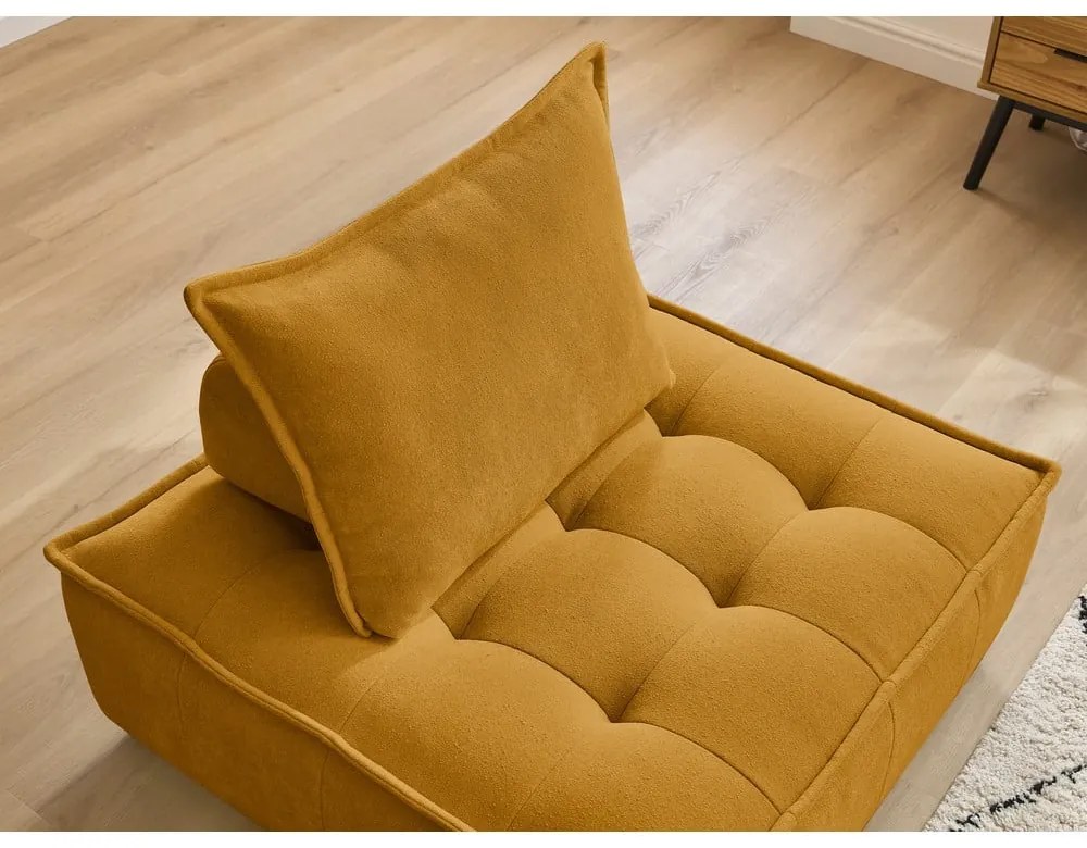 Musztardowy fotel z tkaniny szenilowej Elisa – Bobochic Paris