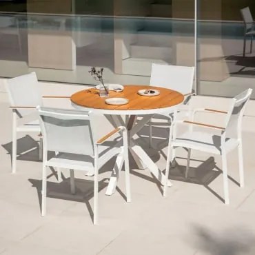 Zestaw Okrągłego Stołu Archer (ø100 Cm) I 4 Krzesła Ogrodowe Gardenia Biel - Sklum