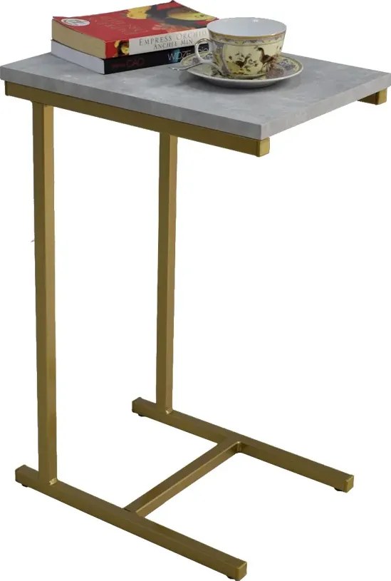 Minimalistyczny stolik boczny złoty + beton N5-B68