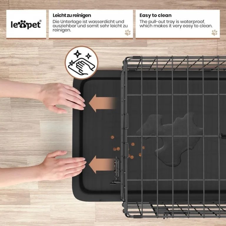 Leopet Składana klatka dla psa 107 x 69 x 75,5 cm XL czarna