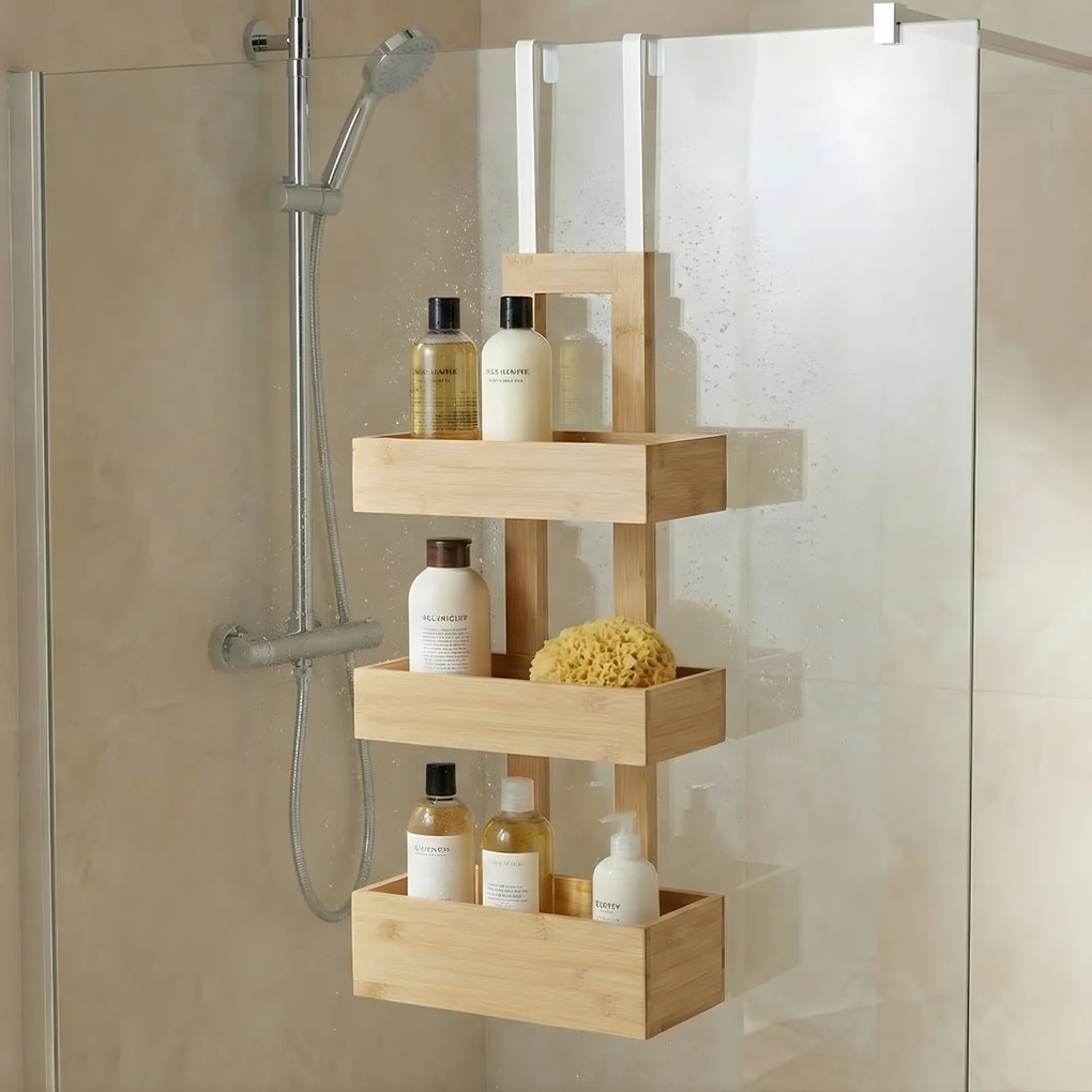 Bambusowy wieszak łazienkowy na drzwi RANT, 74 cm