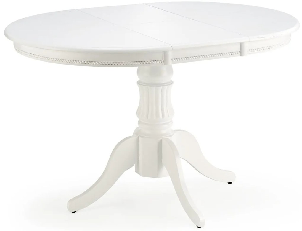WILLIAM stół biały 90÷124/90/75 cm okrągły owalny rozkładany 4/6 osób klasyczny