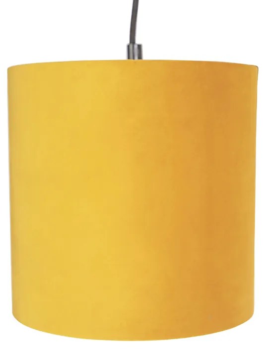 Lampa wisząca z 5 kolorowymi abażurami z weluru 20 cm - Cava klasyczny/Antyczny Oswietlenie wewnetrzne