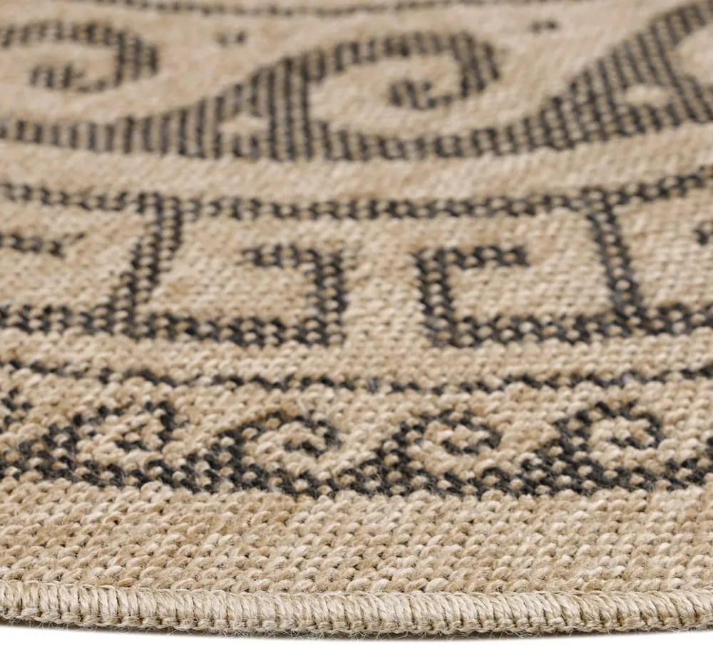 Czarno-beżowy okrągły dywan odpowiedni na zewnątrz ø 120 cm Comilla – Ayyildiz Carpets
