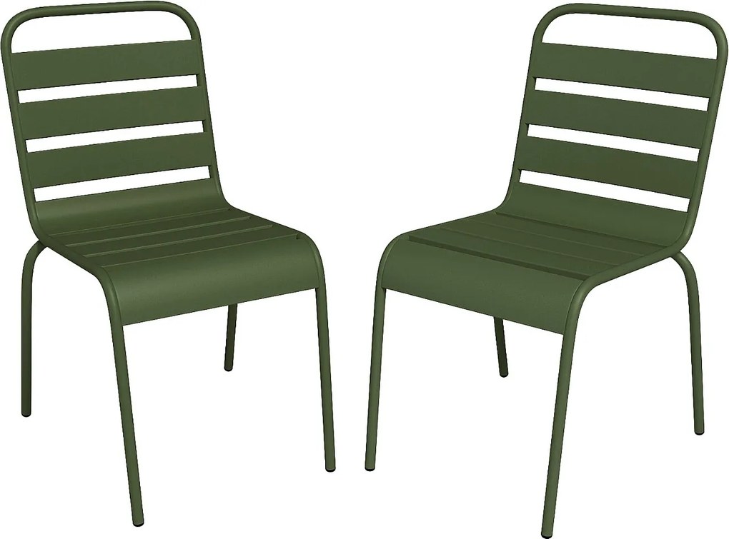 Zestaw 2 metalowych krzeseł ogrodowych ustawianych w stosy - Khaki - MIRMANDE