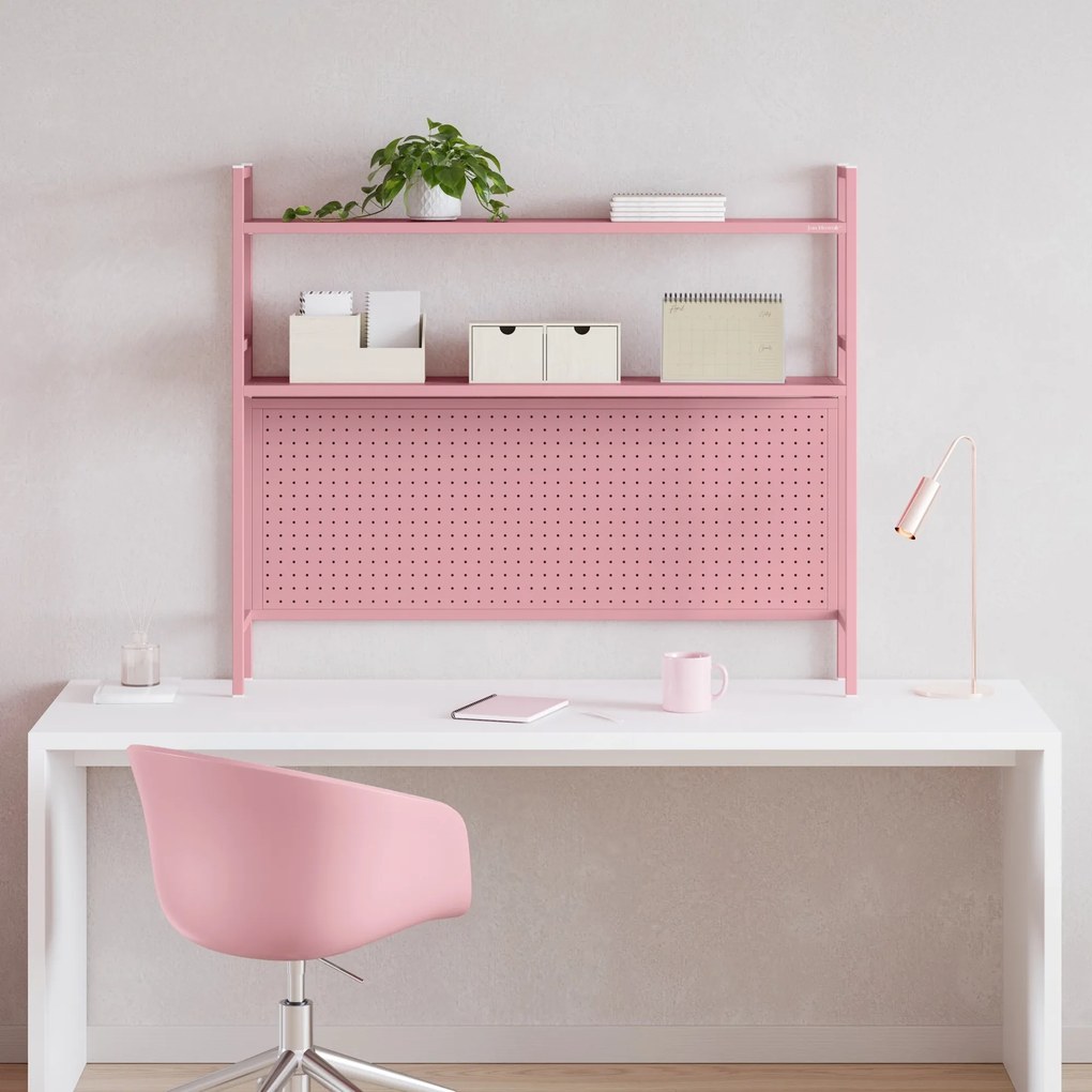 Metalowa nadstawka na biurko WENDY, 1150 x 980 x 220 mm, różowa