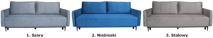 Niebieska sofa z funkcją spania i pojemnikiem - Eugene