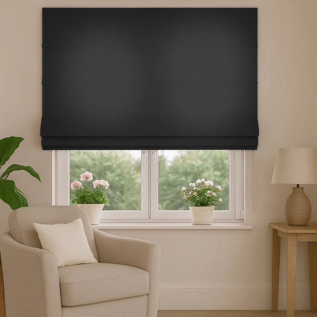 Roleta rzymska na wymiar Enjoy czarna miękka gruba - do 140 cm