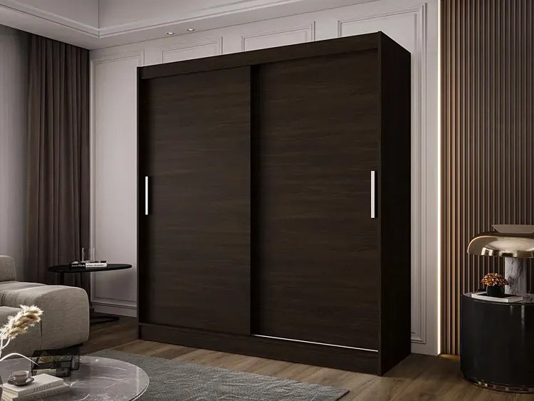 Brązowa minimalistyczna szafa przesuwna T6-F90