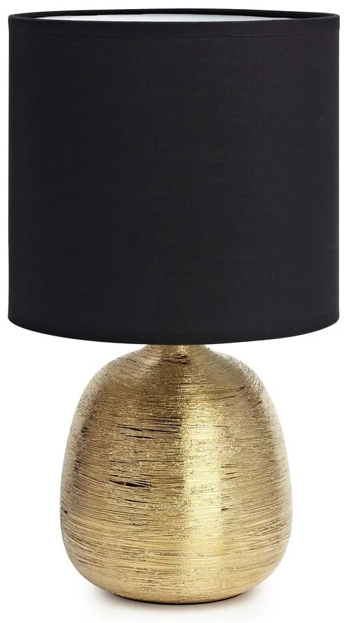 Lampa stołowa w czarno-złotym kolorze z tekstylnym kloszem (wysokość 37,5 cm) Oscar – Markslöjd