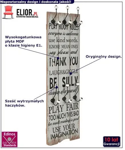 Wieszak ścienny z napisami W0-D21