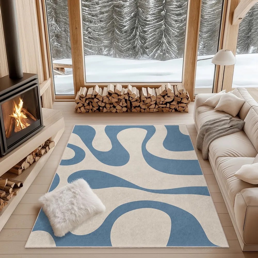 Niebieski dywan odpowiedni do prania 60x100 cm Blue Latte – Mila Home