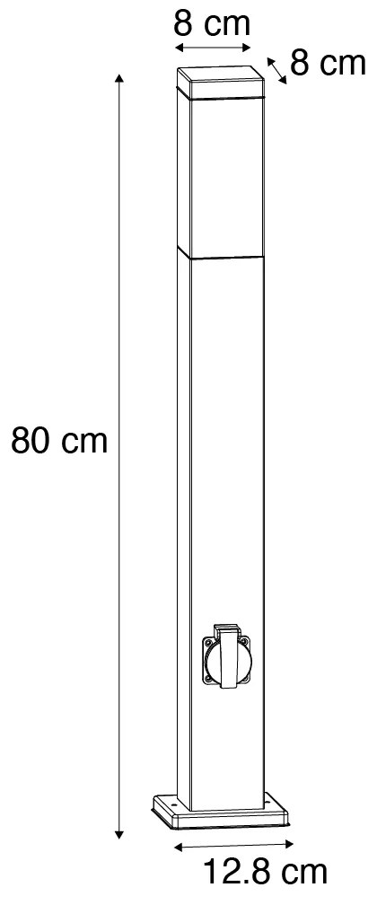 Lampa zewnętrzna rdzawo-brązowa 80 cm z gniazdkiem IP44 - Malios