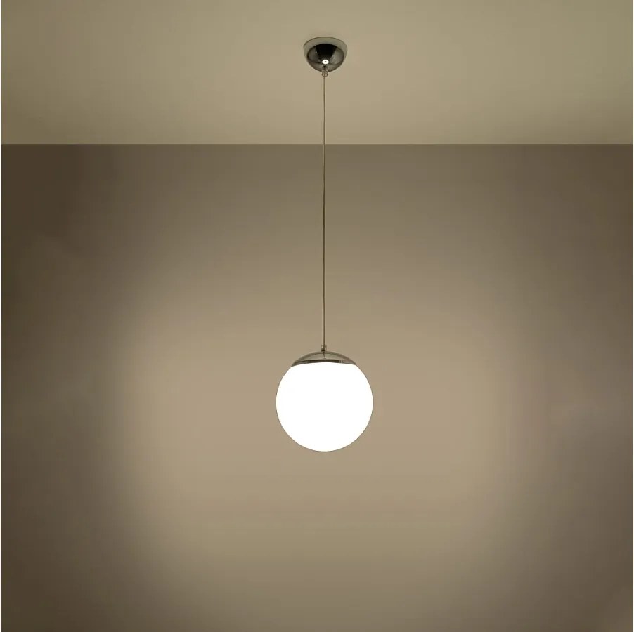Lampy wiszące minimalistyczny Stera, stal/szkło - 1 źródło światła 3000K - L.20 x H.110 cm - biały/chrom