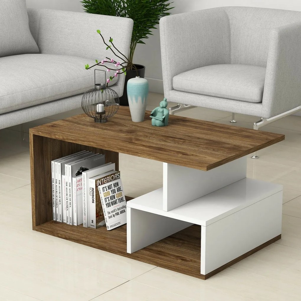 Stolik konferencyjny Arte White and Dark Walnut