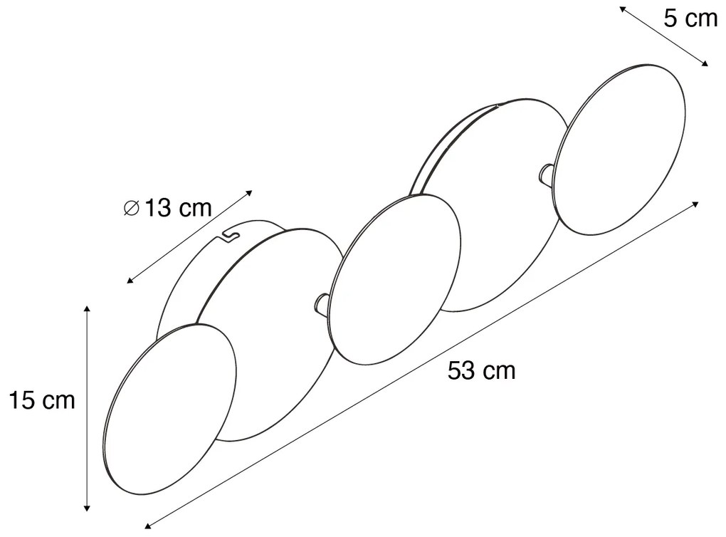 Nowoczesny Kinkiet / Lampa scienna czarny ze złotym, z diodami LED, 3-stopniowy ściemniacz, 5-punktowy - Sunrise 3 Nowoczesny Oswietlenie wewnetrzne