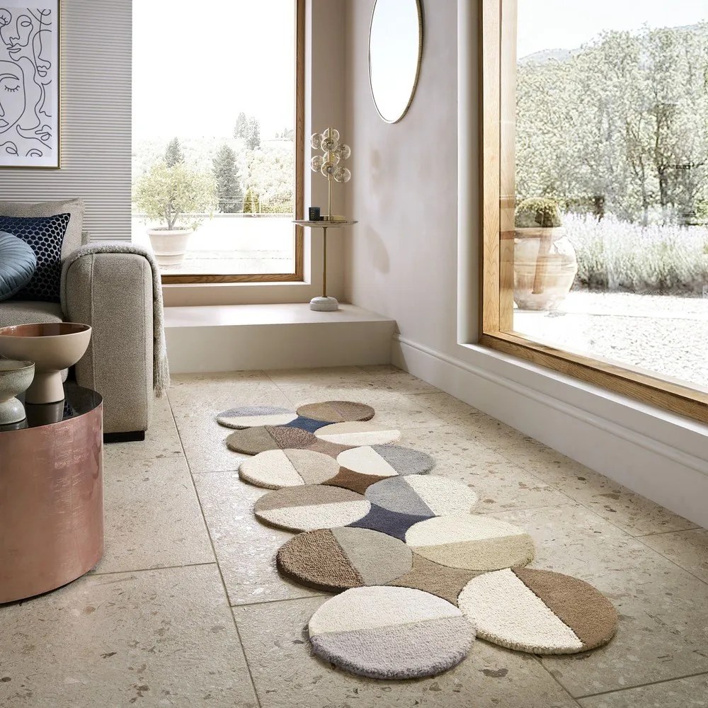 Szarobeżowy wełniany chodnik tkany ręcznie 80x230 cm Mia Ellipse – Flair Rugs