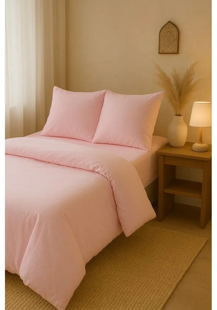 Różowa pościel jednoosobowa z prześcieradłem/3-częściowa 160x220 cm Classic – Mila Home