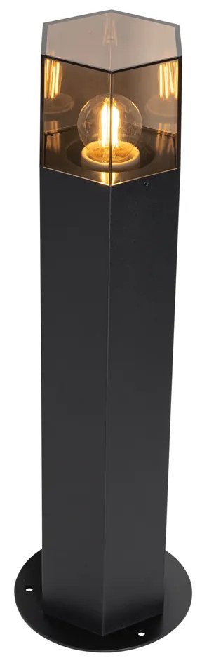Zewnetrzna Lampa podłogowa zewnętrzna czarna z kloszem w kolorze dymu sześciokątnym 50 cm - Denmark Nowoczesny Oswietlenie zewnetrzne