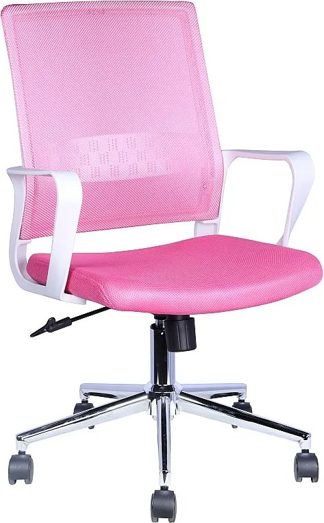 Fotel biurowy - obrotowy i regulowany na wysokość - materiał - różowy - LORIANA