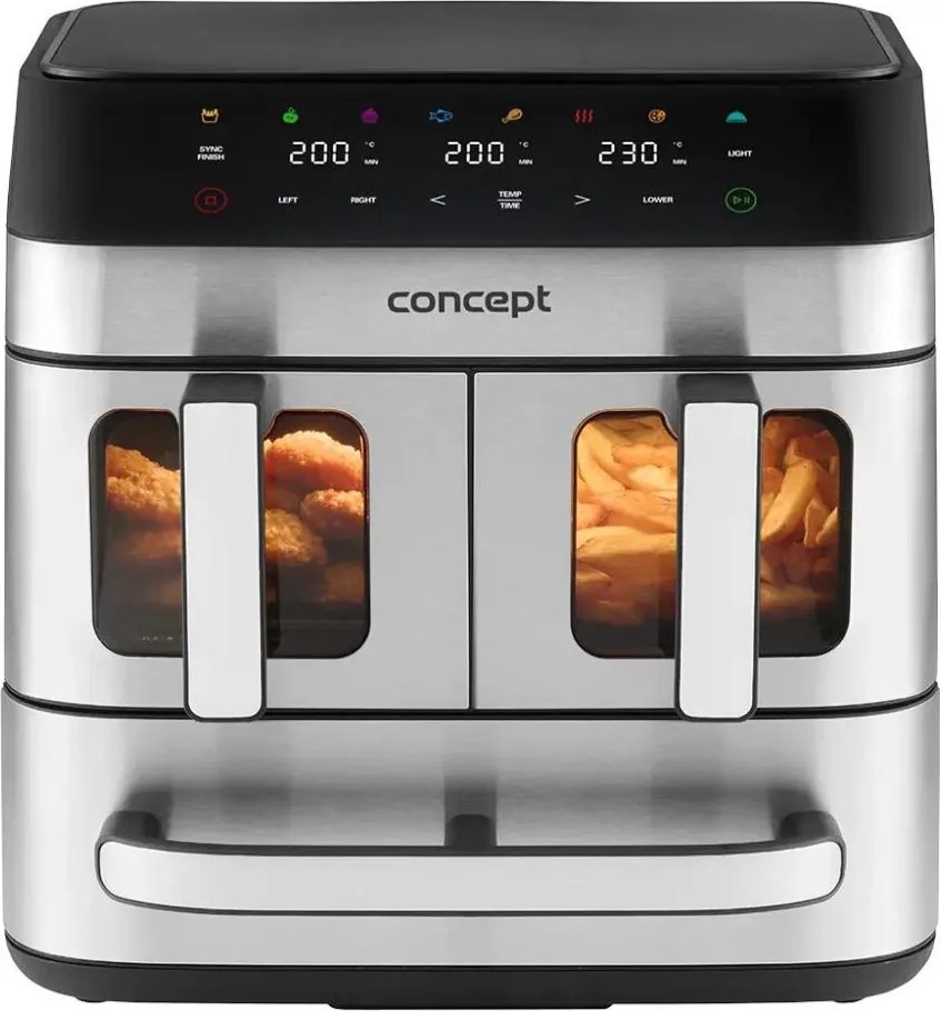 Concept FR9000 - Frytkownica beztłuszczowa PIZZA TRIO 18,5 l 2700W/230V stal nierdzewna/czarny