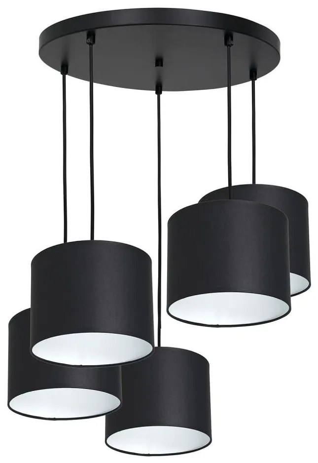 Lampa wisząca ARDEN 5xE27/60W/230V czarno-biała na linkę