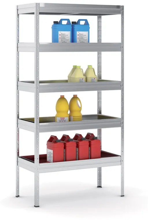 Regał na chemikalia z półkami wannowymi, 2000 x 1000 x 500 mm