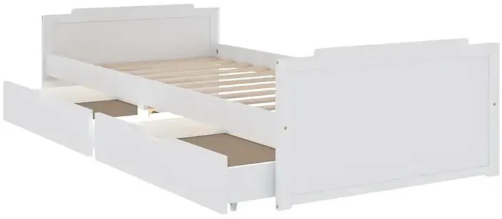 Białe Sosnowe Pojedyncze Łóżko Z Szufladami 90X200 G5-D31