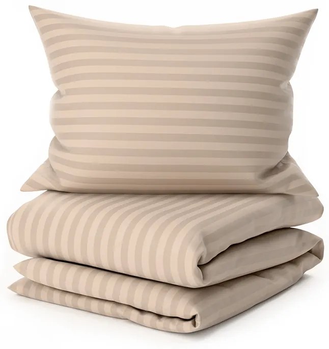 PrzytulneMieszkanie.pl PrzytulneMieszkanie.pl Hotelowa pościel z mikrofibry JASMINE beżowa - pasek 2 cm Rozmiar pościeli: 70 x 90 cm | 140 x 200 cm