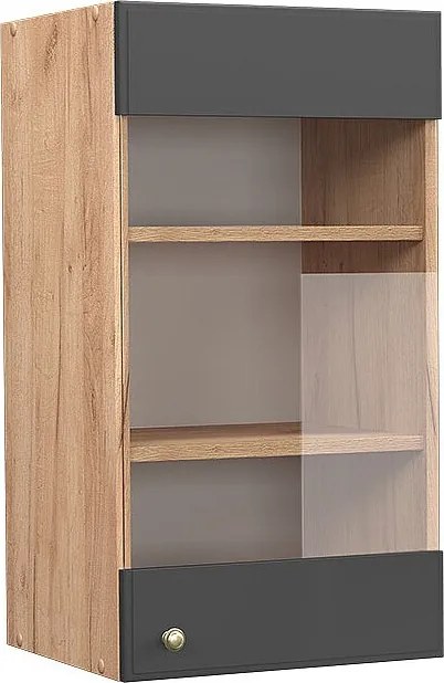 Szklana szafka kuchenna antracytowo-złoty 40x34.1x72 fame-line