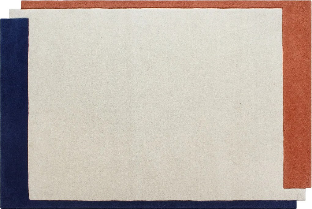 Dywan tuftowany 100% wełna - 200 x 290 cm - Beżowy, terakota i granatowy - 2200g/m² - MARISA