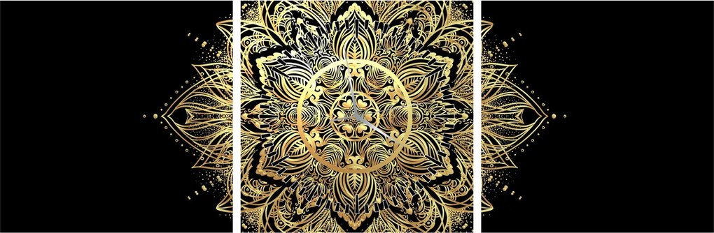 Obraz - Mandala bogactwa (z zegarem) (90x30 cm)