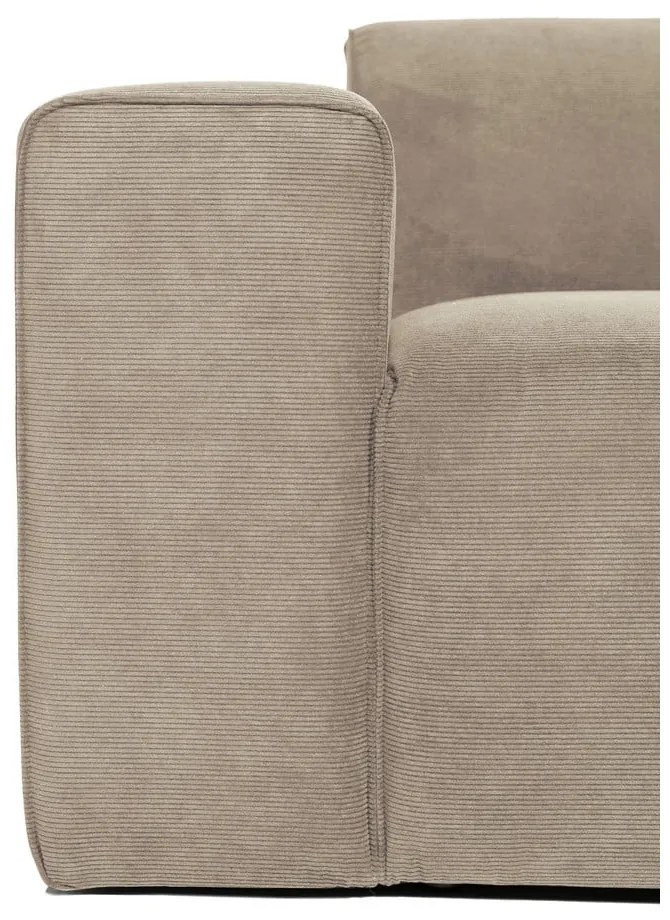 Beżowa sztruksowa sofa modułowa w kształcie litery "U" Scandic Sting, prawostronna