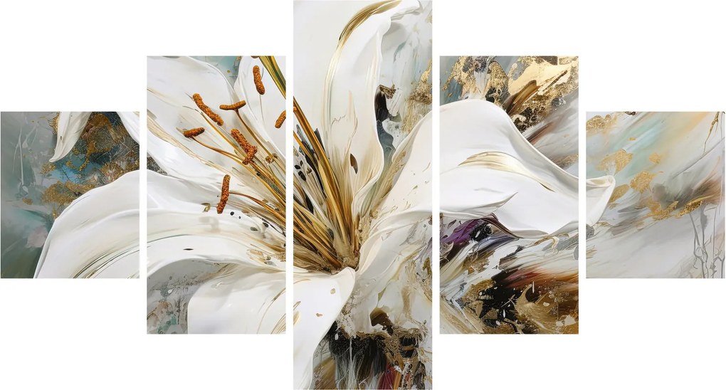 Obraz - Abstrakcja z lilią (125x70 cm)