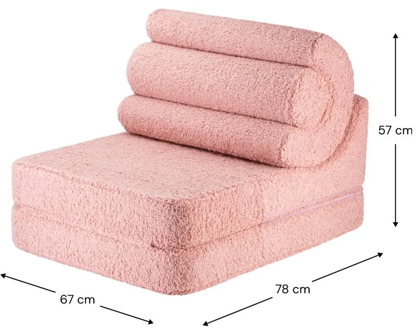 Różowy fotel dziecięcy z materiału bouclé Flipster – Wigiwama
