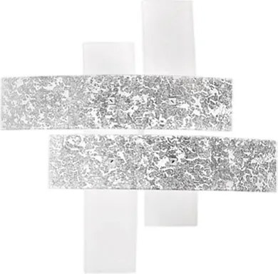 Lampa sufitowa Lara Medium z białego szkła i srebrnych detali, 70x70 cm, 2xE27 max 70 W, IP20, nowoczesny styl