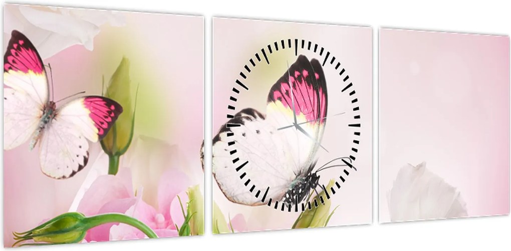 Obraz - Motyl (z zegarem) (90x30 cm)